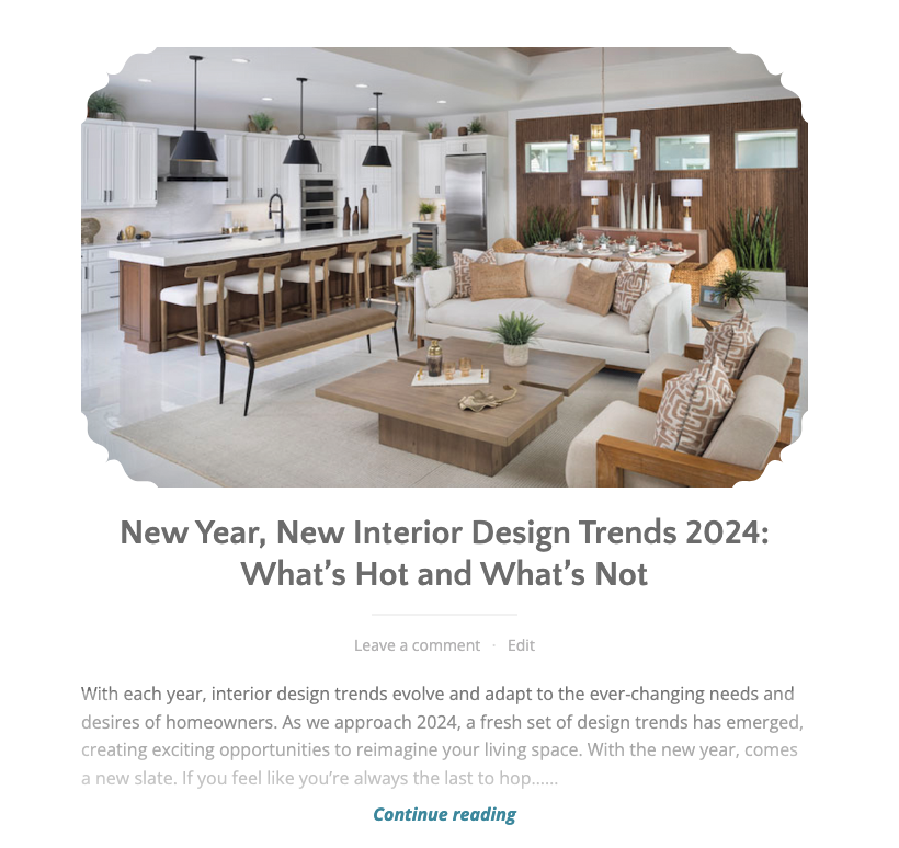 Section of home builders website