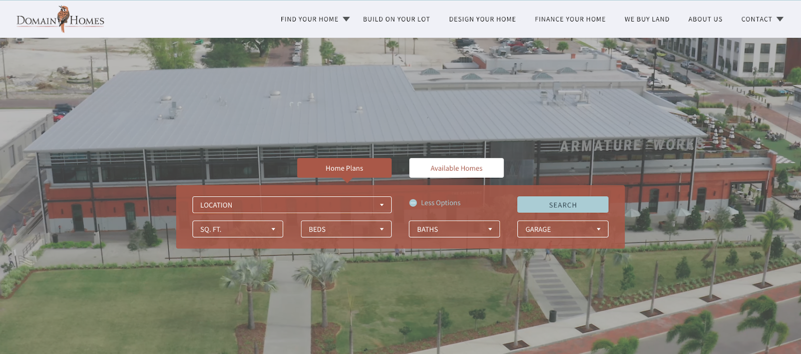 Homepage for Domain Homes, a website for home builders built by Chatter Buzz