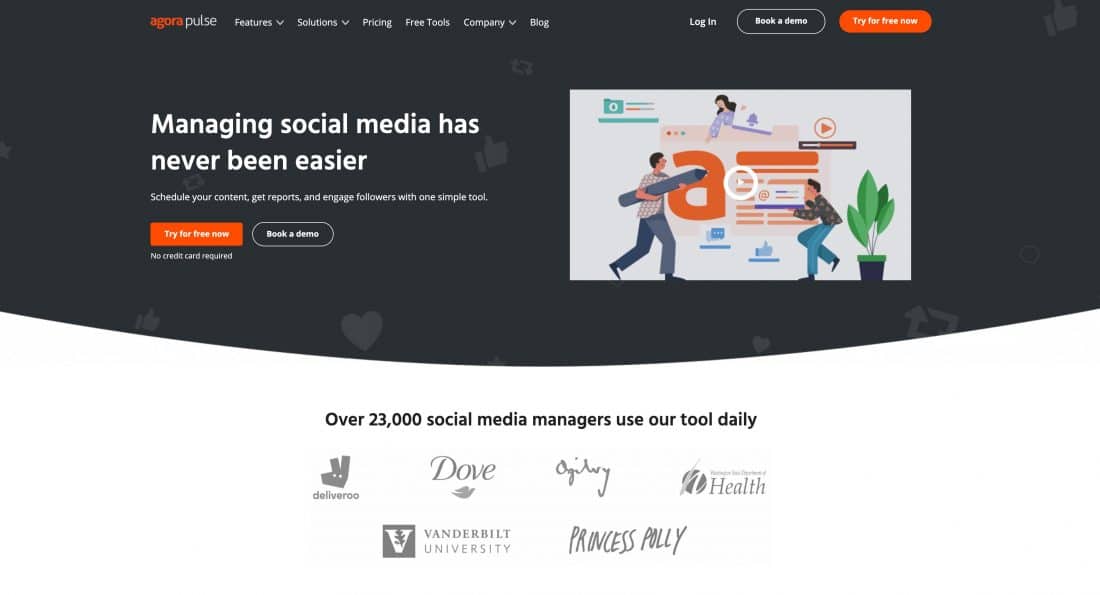 Agorapulse home page - March 2021