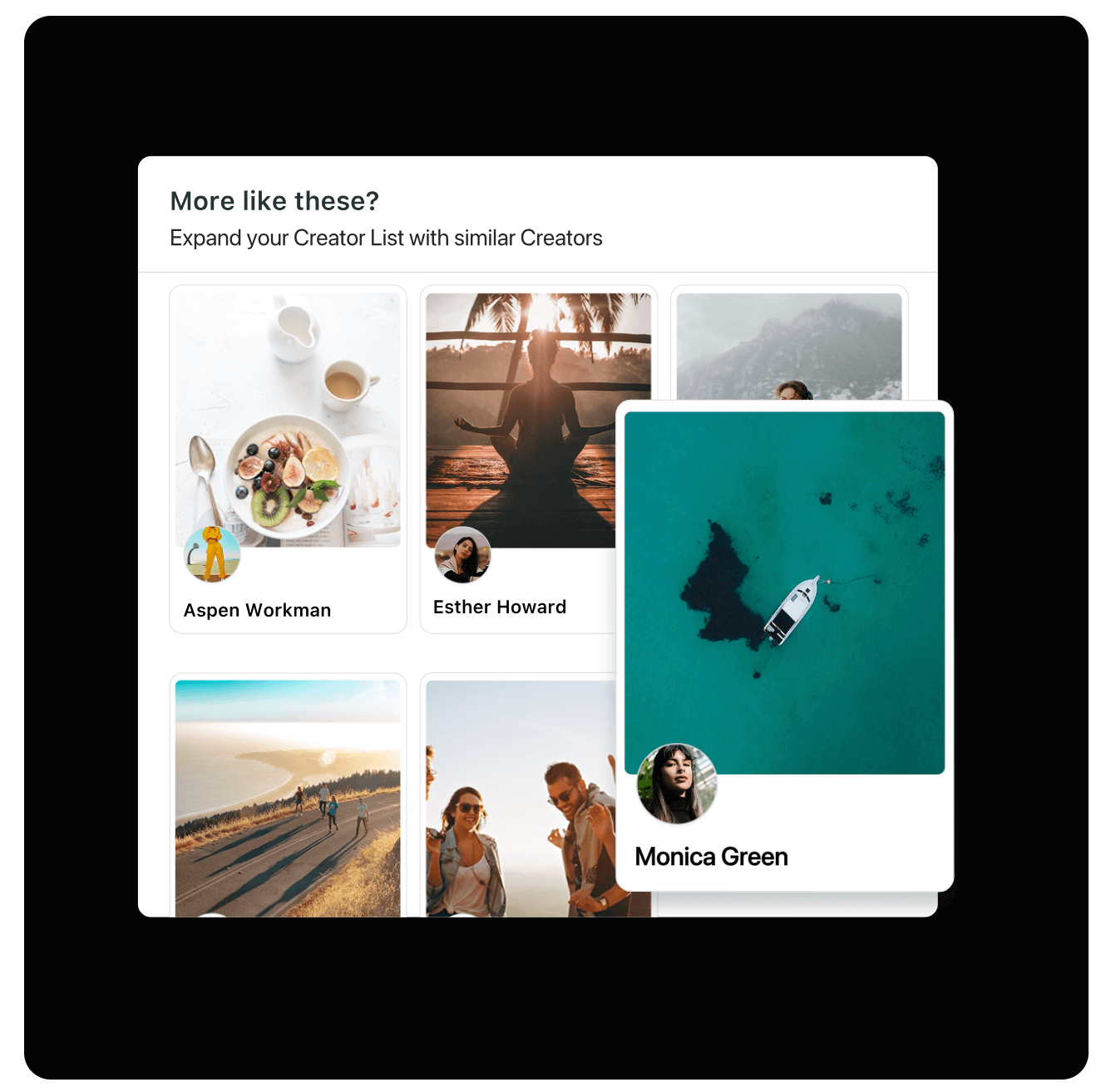Sprout Social’s interface featuring a Creator List with different creator profiles