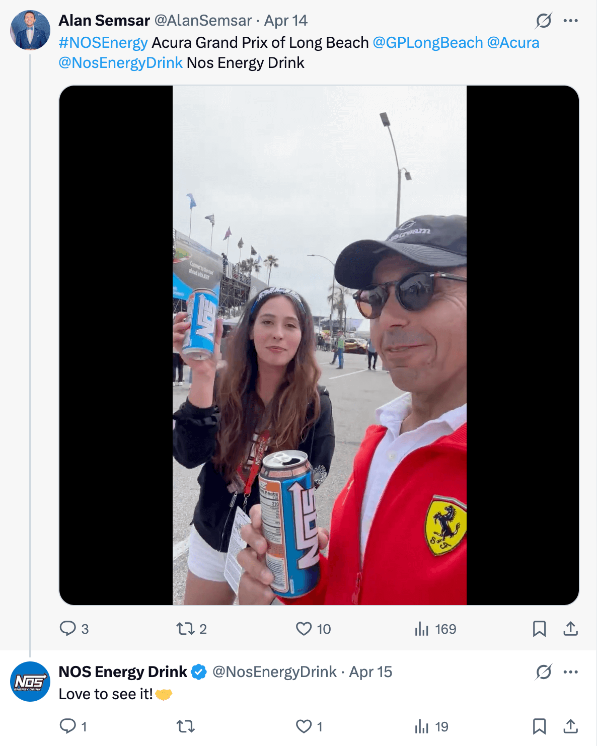 NOS Energy Drink comments on an X user’s post about its energy drink