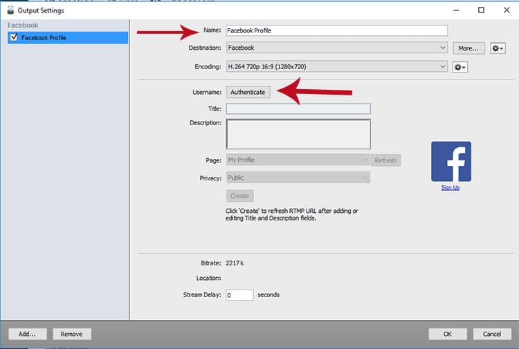 Authenticate Facebook Live