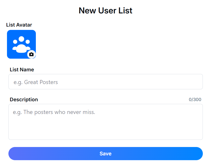 New user list page